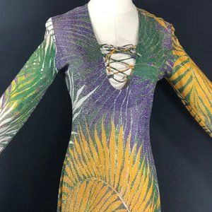 leaf silver metallic lurex knit Hippie Boho lace u